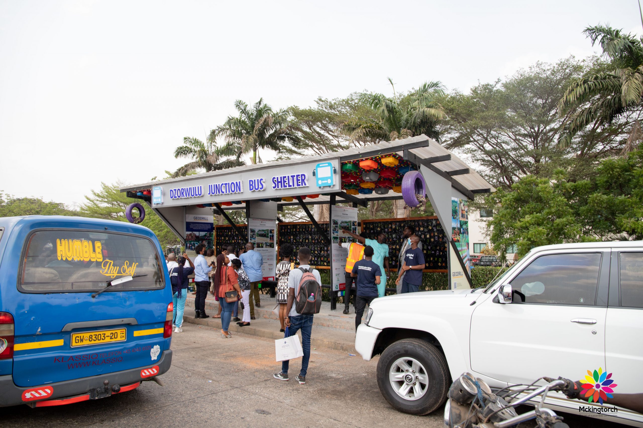 Geodrill supports installation of first-ever public eco bus shelter in Ghana
